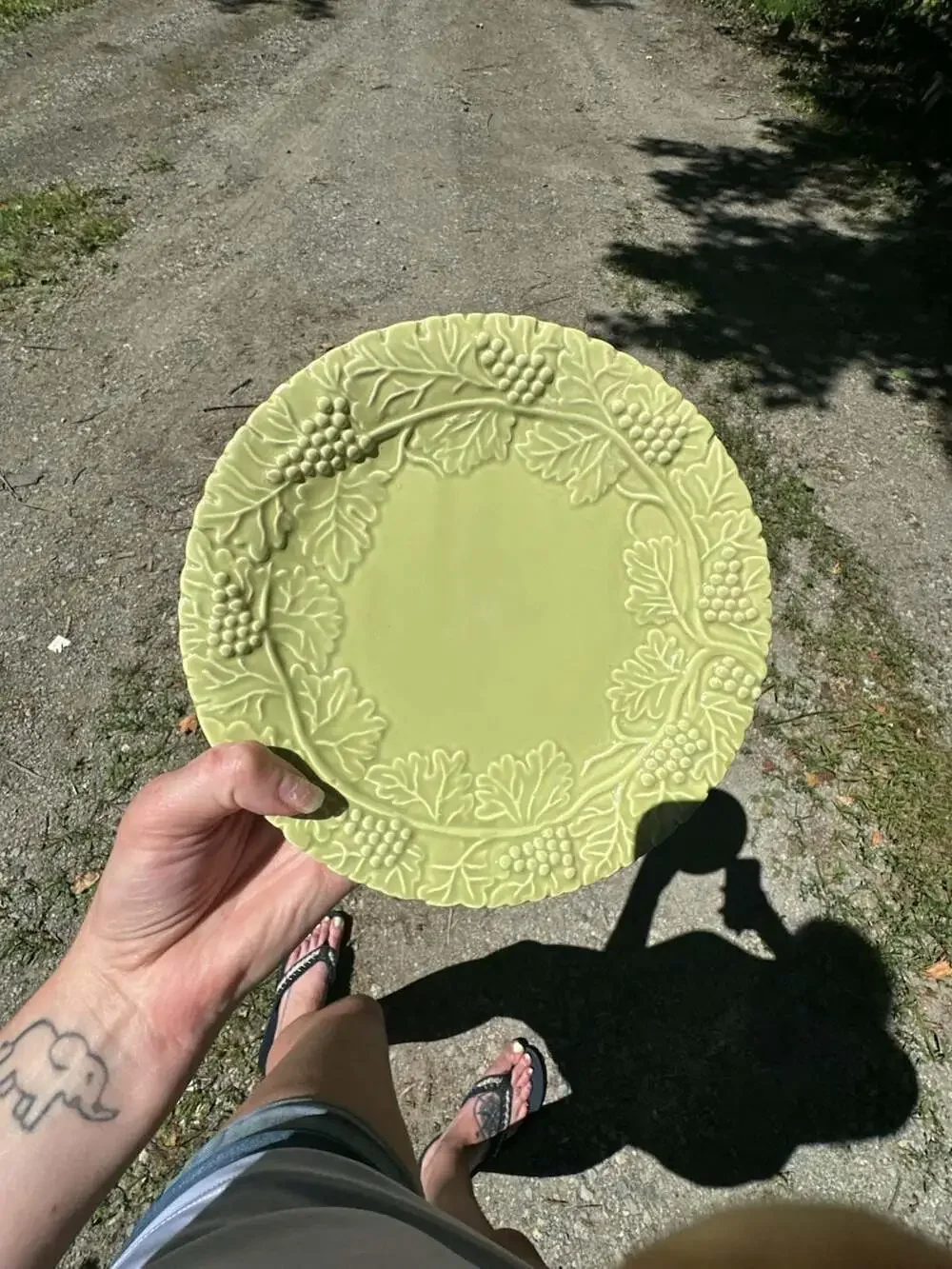 Nantucket Home Green Grapevine Relief Embossed Salad Plate